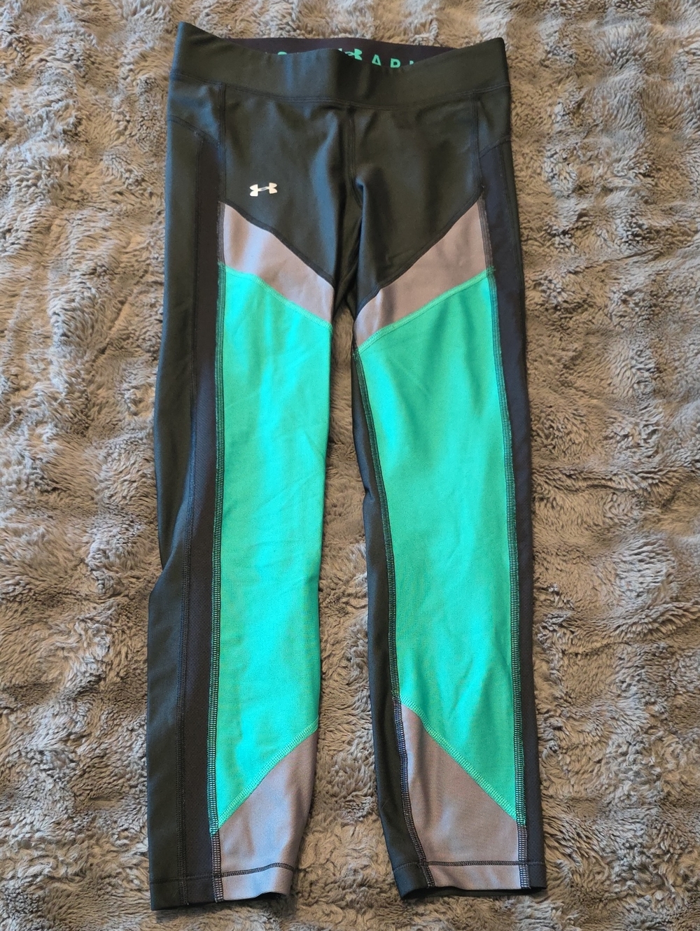 Under Armour Black, Teal & Gray Colorblock Performance Leggings